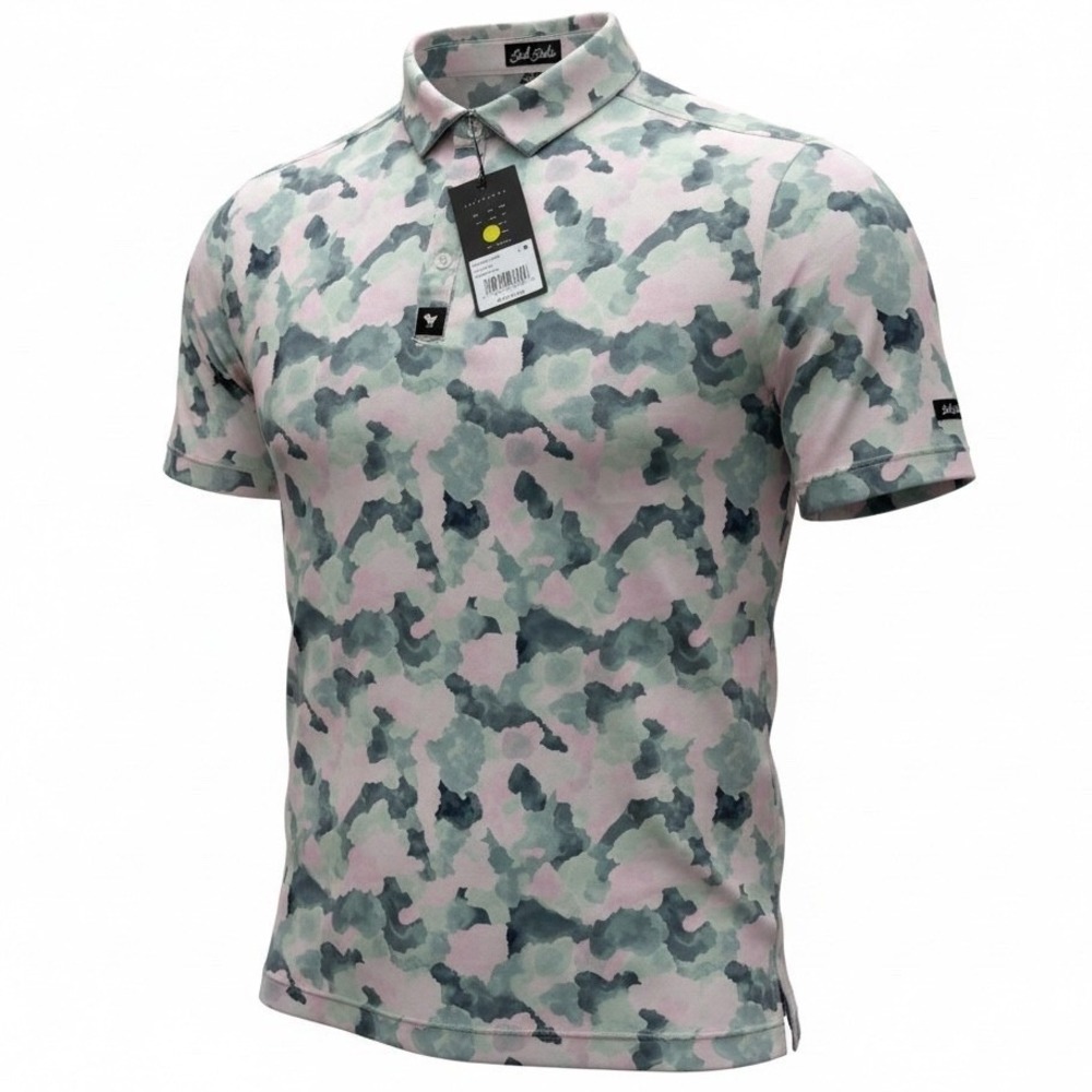 Bad Birdie Mens M Medium Core Polo Shirt Mirage Oasis Camo Golf Athleisure